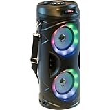 Party Light & Sound - TEEN-VIBE - Batteriebetriebener Lautsprecher mit beleuchteten Tieftönern - Bluetooth, USB, MicroSD, Klinke 6,35mm, TWS - Trageriemen - Schwarz