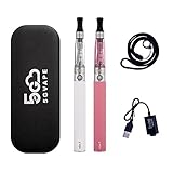 5GVAPE eGo T 1100mAh wiederaufladbare Batterie Elektronische Zigarette 2-Pakete eGo CE4 Zerstäuber Nachfüllbare Shisha Starter Kit,Keine E-Flüssigkeit Kein Nikotin (weiß rosa)