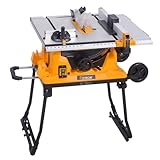 Hoteche 1500W Tischkreissäge 254mm | 4500 U/min | Alu-Arbeitsplatte 608x585mm | Schnitttiefe 80mm (90°), 55mm (45°) | mit Schiebehilfe & Verlängerungstischen