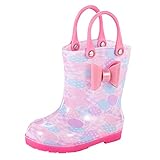 LZPCarra Kleinkind-Regenstiefel Baby-Regenstiefel Kurze Regenstiefel für Leicht anzuziehen Schneestiefel Kinder Wasserdicht 36 (Hot Pink, 31.5 Big Kids)