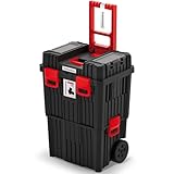 Kistenberg 2 in 1 Werkzeugtrolley Werkzeugkiste Werkzeugkasten Werkstattkoffer Rollende Werkstatt (Klemmverschlüssen, Organizer im Deckel, Staubdicht, 450 x 360 x 640 mm (Mit Kunststoff-Verschluss)