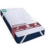 Utopia Bedding Gesteppte Matratzenauflage 160 x 200 cm, Weicher Mikrofaser-Matratzenbezug, Gesteppter Matratzenschoner Mit elastischen Bändern, 4 Eckgummis dehnbar bis zu 30 cm (Weiß)