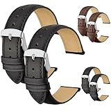 EOAMGO Uhrenarmband 22mm 20mm Leder, Uhrenarmbänder für Herren Damen, Uhrband Herrenuhr Lederarmband, 2 Stück Watch Strap，Armband Uhr Lederarmband (Schwarz, 22mm)