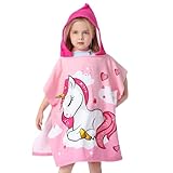 MLPKOI Badeponcho Kinder mit Kapuze, Mikrofaser Bademantel Strandtuch Super Weich & Saugfähig Handtuch Poncho Badetuch Kinder für MäDchen