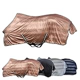 Marengos - Fliegendecke mit Kreuzgurt Economic – Schutz vor Insekten & Plagegeistern – Ekzemerdecke inkl. großem Schweiflatz – Verstellbarer Kreuzgurt – Pferdedecke in Braun – 125cm