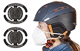 MAXEEZ Maskenhalter Skihelm Fahrradhelm schwarz | genial einfache Montage am Helmriemen | Maskenhalterung Skihelm Snowboardhelm Schutzhelm