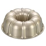 Onader Gugelhupfform, Karbonstahl Gugelhupf Backform mit Antihaftbeschichtung, 25,5cm Rund Kuchenform Napfkuchenform für Kuchen Brot, Gesund & Leicht zu Reinigen - Gold