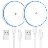 Mag-Safe ladegerät, 2 Pack 1.3m Wireless Charger iPhone Inductive Ladestation for iPhone 16 Pro Max/16 Pro/16 Plus/16/15 Pro Max/15/14/13/12, AirPods 3/2, LED Wireless Charger zubehör Replacement