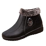 Gefütterte Damen-Winterstiefel, Plüsch, Hirschmuster, flache runde Zehenpartie, faule Wildlederschuhe, Schneestiefel, blaue Stiefeletten, Schwarz , 36.5 EU