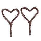 Mobestech 2 Stück Rattan Herzkranz Dekorative Wand und Deckenhängende aus Weide für Hochzeiten Partys und Feste Natürliche und Stilvolle Raumgestaltung