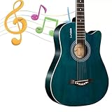 41-Zoll-Akustikgitarre Für Anfänger (Erwachsene), Gitarren-Komplettset In Standardgröße Mit Cutaway-Design, Inkl. Gigbag, Stimmgerät, Gurt, Saiten, Plektren Und Kapodaster(Blau)