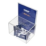 HMF 46916 Acryl Spendenbox mit Blatteinschub | 22 x 15 x 15 cm | DIN A4 | Transparent