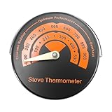ULTECHNOVO 1 Stück Thermometermagnet Rauchthermometer Thermometer für Holzofen magnetisches Herdthermometer Ofenthermometer Kaminthermometer Eisen Black