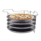 Posten Anker 5-teiliges Pizza Backset, 28 cm Pizzableche, Rundbleche mit Antihaftbeschichtung, für knusprige Pizza, Flammkuchen, Brot und Kuchen