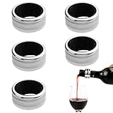 Fc'Noqgn 5 Stück Edelstahl-Tropfring Tropfer, wiederverwendbarer Weinflaschenring, auslaufsicheres Ausgießer-Zubehör, Bar Restaurant Home