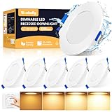 LED Einbaustrahler 230V Dimmbar, 6W Flach LED Spot Deckenleuchte Warmweiß 3000K IP44 Bad Einbauleuchten, 600Lumen Deckenspots Deckenstrahler Einbauspots für Badezimmer Küche Wohnzimmer, 6er Set