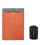 Lumaland Where Tomorrow Doppelschlafsack 190 x 150 cm - 2-Personen Schlafsack, Deckenschlafsack, Hüttenschlafsack - wasserabweisend, atmungsaktiv, 300 g/m² - für Reisen, Camping, Outdoor - Orange