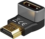 goobay 72011 HDMI Winkeladapter 270° vertikal/Winkelstecker 8K @ 60 Hz und 4K @ 120 Hz HDMI Stecker auf HDMI Buchse 48 Gbits Verlängerung Adapter/HDR, ARC, vergoldet