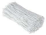 Chingde Twist Cable Ties, 200 Stück Cable Tie Bindings, Plastic Coated Iron Wire, Cable Ties Reusable für Bündeln Befestigen Basteln (Weiß)