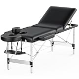 Brelley Mobile Massageliege Klappbar 3 Zone, Höhenverstellbare Professionelle Massagetisch mit Kopfstütze Armlehnen, Für Spa Salon Tattoo Schönheit