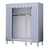 Tragbarer, faltbarer Kleiderschrank, kompakter Stoffschrank mit Stahlrahmen und Aufhängestange, für Schlafzimmer, Wohnzimmer, platzsparende Aufbewahrungslösung, einfache Montage und vielseitiges