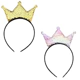 Piriuuo 2 Stück Pailletten Krone Stirnband, Glitzernde Stirnbänder Tiara-Krone Goldene Haarreifen Prinzessinnen-HaarbäNder Geburtstag Mädchen Haarreif für Mädchen Frauen Geburtstag Weihnachten Party