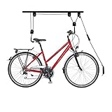 Relaxdays Fahrradlift, bis 34 kg, Deckenlift mit Seilzug, Stahl, für Garage & Keller, Fahrrad Deckenhalterung, schwarz
