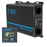 EDECOA Wechselrichter 1200w Reiner Sinus Spannungswandler 12v 230v LCD 2X USB und Fernbedienung wandler 1200w und kurzfristige Spitze 3000w Inverter
