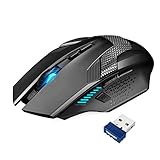 TECKNET Kabellose Gaming Maus, Raptor 2.4G Spieletauglichen Wireless Gamer Maus 8 Tasten, 4800 DPI, 20 Millionen lebenslangen Klicks Professionelle Optische Computer Wireless Mouse mit Nano