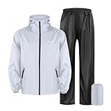 Caxndycing Regenanzug Damen Herren Wasserdicht Regenjacke Regenhose Sets Reflektierend Fahrrad Regenbekleidung Regenkombi Wasserdichter Anzug Motorradanzug