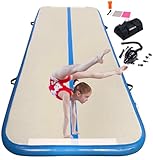 Aufblasbare Gymnastikmatte, Tumbling-Matte, 3 m, 2 m, 4 m, 4,9 m, 6,1 m, 10,2 cm dick, Luftmatte für Gymnastik für Zuhause, Kinder, Tumbling-Training, Gymnastik, Yoga, Wasser, Tanzen (3 m, blau)