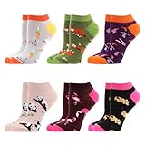 WeciBor Damen Lustige Bunte Sneaker Kurze Socken, 6 Paar Mehrfarbig Tier, Größe 39-42