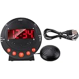 Ciieeo Starker Vibrationswecker für Senioren mit Bettschüttler Digitaler Wecker für Hörgeschädigte Rutschfester Vibrationsalarm Große Ziffern Einstellbare Lautstärke und Helligkeit