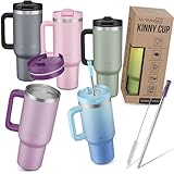 My Vesperbox Kinny Cup – Edelstahl Thermobecher mit Henkel & Strohhalm (500/950 / 1200 ml) – Isolierbecher To Go für Kaffee, Eis & Alltag – BPA-frei, Auslaufsicher, Spülmaschinenfest