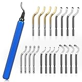 KOMABLEN 21 Stück Entgrater Metall Werkzeug Universal, Handentgrater mit 20 Schnellarbeitsstahl Klingen, 360°Rotierender Deburring Tool 3d Drucker Zubehör für Kunststoff, Aluminium, Edelstahl