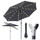 Sekey Solar-LED Sonnenschirm 300cm mit 40 LED, Windfester Gartenschirm UV 50+, Alu-Sonnenschirm mit Kurbel für Terrasse Balkon Garten
