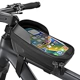 Fahrradtasche Rahmen,1.25L Wasserdicht Handytasche Fahrrad für Smartphone bis zu 6.8 Zoll,mit TPU Sensitivem Touchscreen für den männlichen Radsportler Fahrradzubehör,für Montainbikes,Rennrad, Ebikes