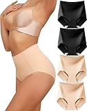 Levao Shapewear Damen Bauchweg Unterhose Hohe Taille Nahtlos Figurformende Taillenslip Atmungsaktive High Waist Unterwäsche Frauen 4er Pack S-XXL