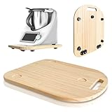 Gleitbrett Thermomix TM6 / TM5,Premium Bambus Brett für Thermomix mit Rollen mit Rollen und Handgriff,Schnelles Bewegen Rollbrett für Thermomix Vorwerk Küchenmaschine,müheloses Verschieben