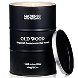 M&SENSE Oud Holz Duftkerzen im Glas groß 600g Natürliche Sojakerze für Heim Deco Langanhaltende Verbrennung bis zu 130 Stunden Brenndauer cool Kerze Geschenke für Männer