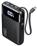 INIU 45W Power Bank, 20000mAh Klein Powerbank mit Integriertem USB-C Kabel, Minigröße Externe Handyakkus USB-C In&Out, Klein Aber Stark für iPhone 17 16 15 14 13 Laptop Samsung Xiaomi Redmi iPad etc