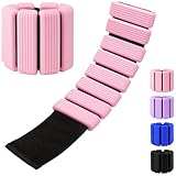 Gewichte für Beine und Arme - Einstellbare Fußgewichte - 2er-Set (1 kg Paar, 0,5 kg je) | Silikon Handgelenk Gewichte für Frauen | Yoga, Pilates, Tanz, Barre, Laufen, Schwimmen, Cardio - Rosa