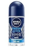 NIVEA MEN Fresh Active Deo Roll-On (50 ml), Antitranspirant für 48h Schutz gegen Schweiß, Deodorant mit einzigartiger INFINIFRESH Formel und wertvollen Meeresextrakten