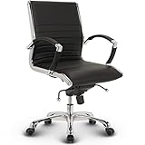 VERSEE Premium Echt-Leder Bürostuhl Montreal in Schwarz - Ergonomischer Designstuhl für Büro und Home-Office - Belastbar bis 150kg