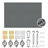 Sonnensegel 3x4m Wasserdicht Mit Ösen, Rechteck Mit Befestigung Set, Wetterbeständig Atmungsaktiv UV Schutz für Garten Terrasse Balkon (Grau-3MX4M)