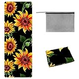 Eslifey Yoga-Handtuch, Wildblumen, Sonnenblumen, Aquarell-Muster, rutschfest, schweißabsorbierend, Hot Yoga-Matte, Handtuch für Hot Yoga, Pilates und Fitness, 185 x 68 cm