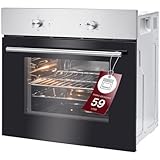 Bomann® Einbaubackofen mit Ober-& Unterhitze | Backofen mit 59L Nutzinhalt | Ofen mit 50°C - 250°C Bereich & Kontrollleuchte | Oven mit 4 Backofen-Funktionen & aushängbarer Türe | EBO 7908 IX