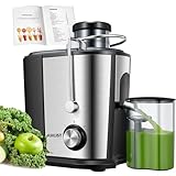 Juilist Entsafter Gemüse und Obst, 600W Juicer mit Großer Einfüllschacht (65 mm), 2 Geschwindigkeitsstufen, Anti-Tropf-System & Anti-Rutsch-Füße, Leicht zu bedienen und zu reinigen