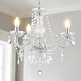 GyroVu Kronleuchter für Wohnzimmer, 3 Flammige Mini Acryl Hängeleuchte mit Verstellbarer Kette, Klare Deckenleuchte für Esszimmer, Wohnzimmer, Schlafzimmer