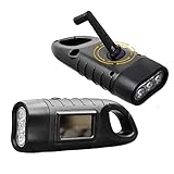 SBUENAM Handkurbel Wiederaufladbare Taschenlampe 2pcs, Solar LED Dynamo Taschenlampe Kurbel mit Wandern Schnalle, Tragbar Camping Lampen für Outdoor/Camping/Wandern/Notfall Schwarz